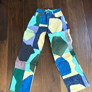 Miaou Multicolor Geometric Cargo Jeans